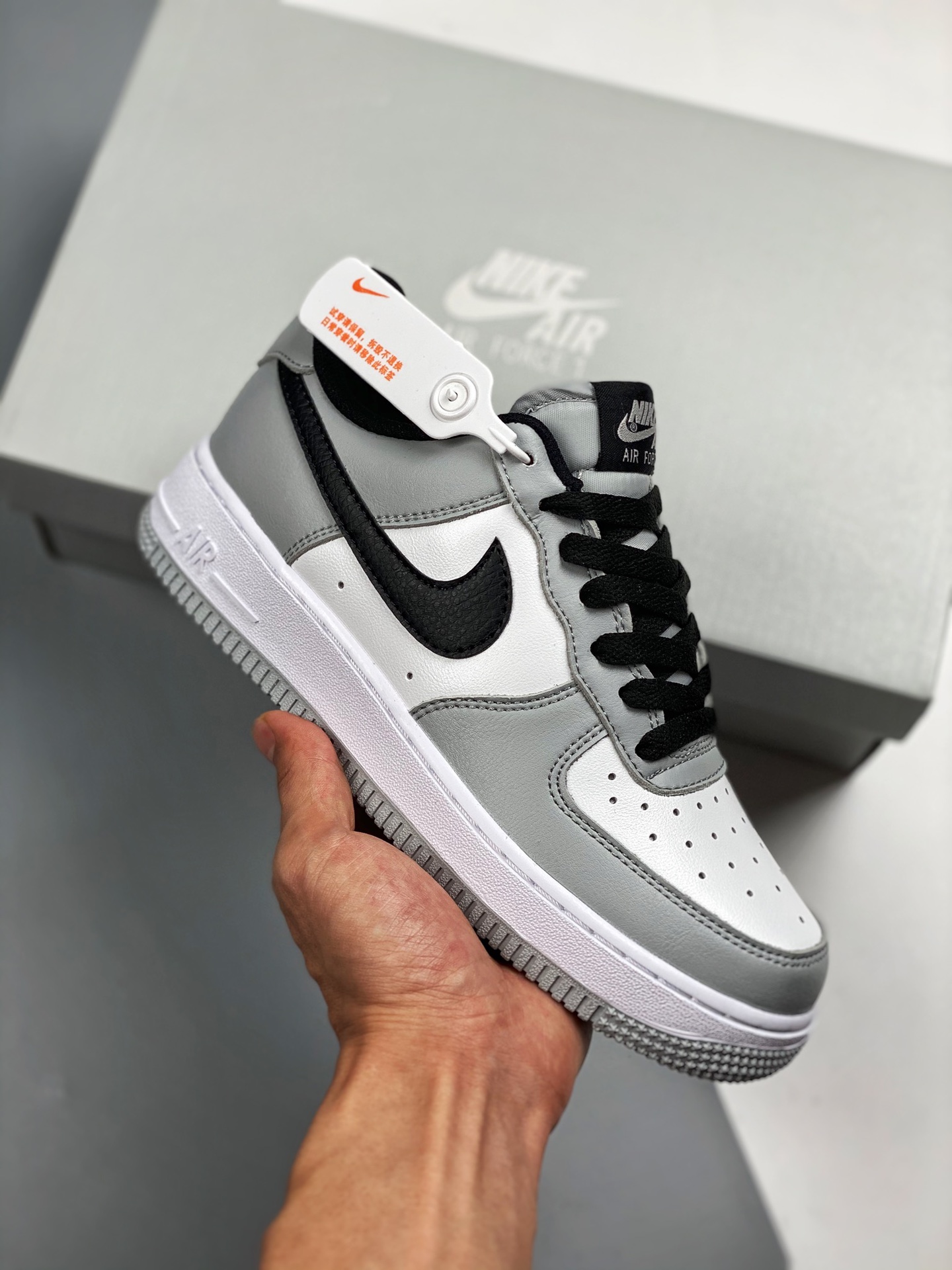 Air Force 1 '07 gris y negro, horma original, cartón original, estilo puro de Air Force, enfocado en el canal de comerc…