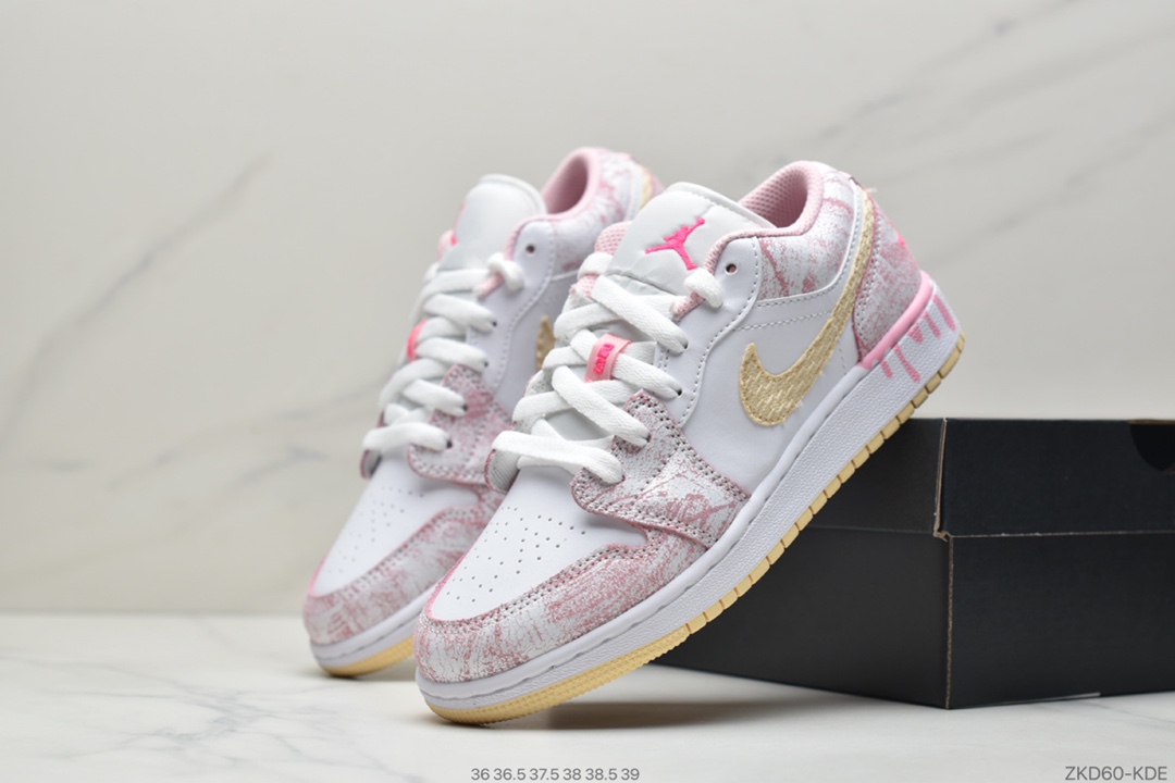 270 Air Jordan 1 Low GS“Paint Drip”粉冰淇淋  CW7104-601