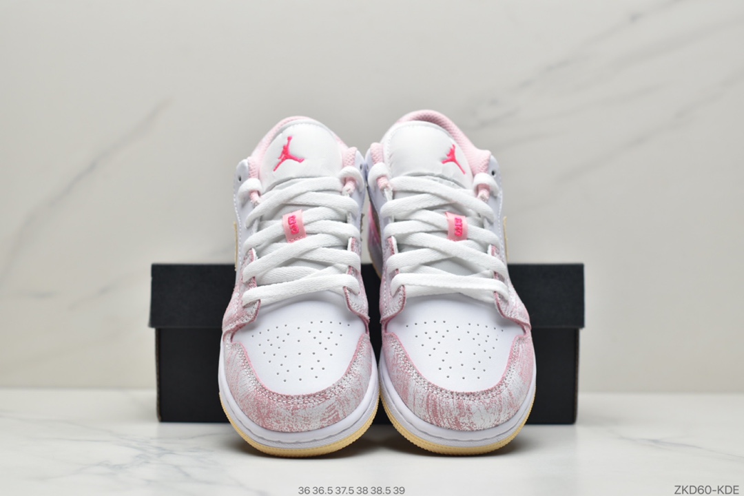 270 Air Jordan 1 Low GS“Paint Drip”粉冰淇淋  CW7104-601