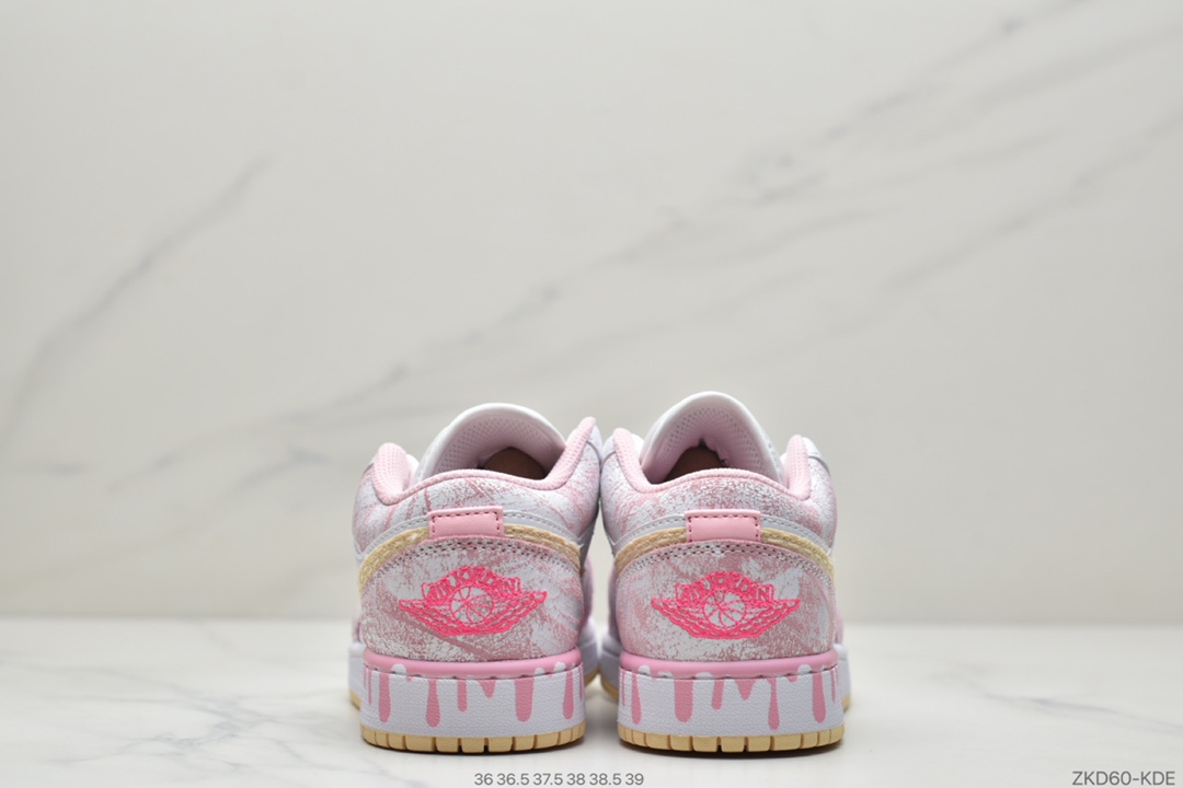 270 Air Jordan 1 Low GS“Paint Drip”粉冰淇淋  CW7104-601