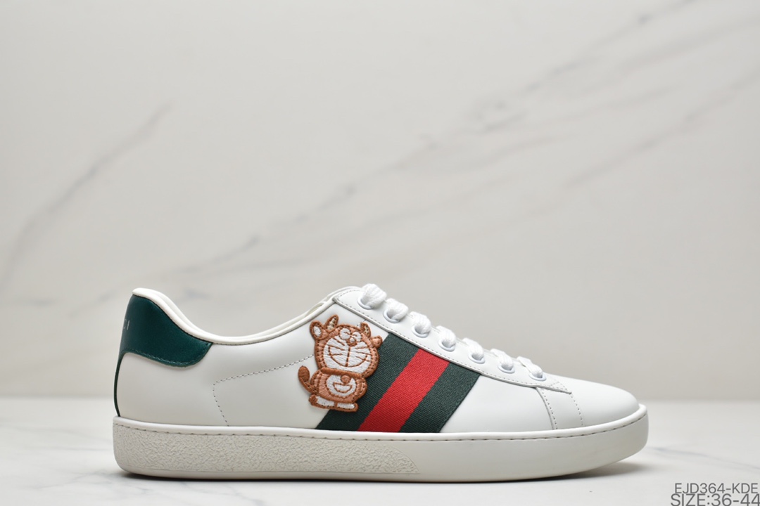 350 古驰GUCCI古驰 Ace Embroidered Low-Top拼色刺绣系列低帮潮流百搭休闲板鞋“米白绿红刺绣小蜜蜂”570442