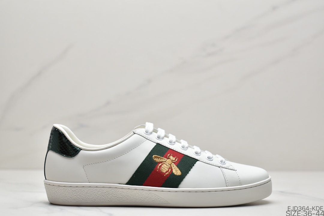 350 古驰GUCCI古驰 Ace Embroidered Low-Top拼色刺绣系列低帮潮流百搭休闲板鞋“米白绿红刺绣小蜜蜂”570442