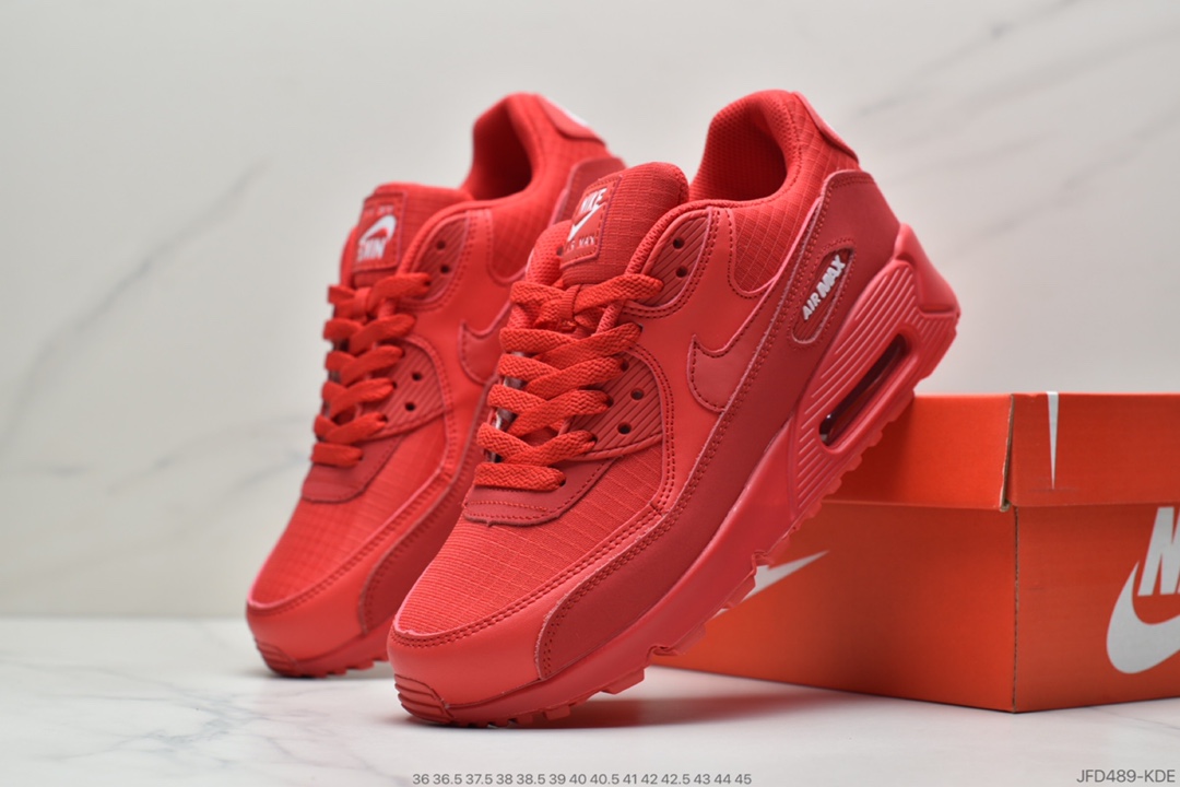 170 耐克Mens Shoes Nike Air Max 90 Essential”Black/Grey/White/Red”复古气垫百搭休闲运动慢跑鞋  AJ1285-602