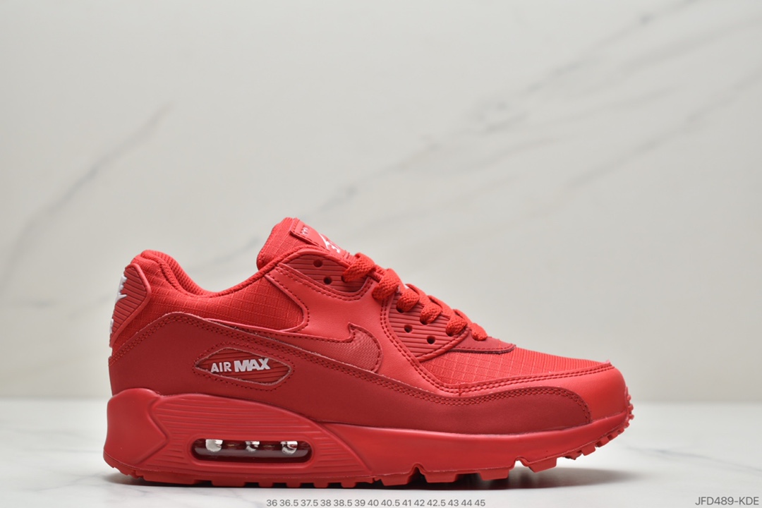 170 耐克Mens Shoes Nike Air Max 90 Essential”Black/Grey/White/Red”复古气垫百搭休闲运动慢跑鞋  AJ1285-602