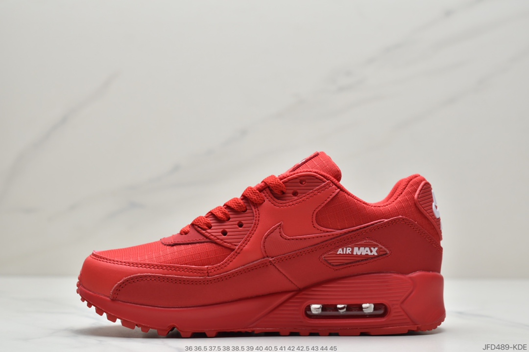 170 耐克Mens Shoes Nike Air Max 90 Essential”Black/Grey/White/Red”复古气垫百搭休闲运动慢跑鞋  AJ1285-602