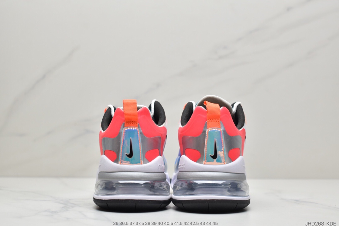 200  Air Max 270 React SE”Have A Good Game”270瑞亚赛车系列后半掌气垫百搭运动慢跑鞋“皮革白黑像素格钩子渐变蓝紫粉”DC0833-101