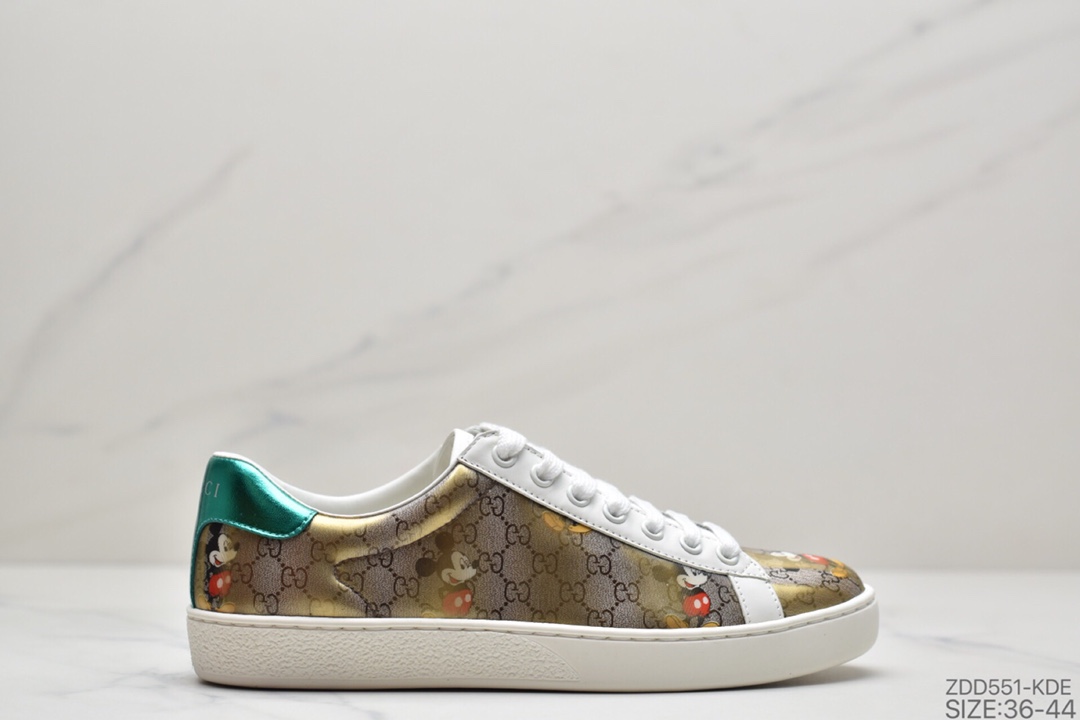 240 古驰GUCCI古驰 Ace Embroidered Low-Top拼色刺绣系列低帮潮流百搭休闲板鞋“米白绿红刺绣小蜜蜂”429446 A39G O9085