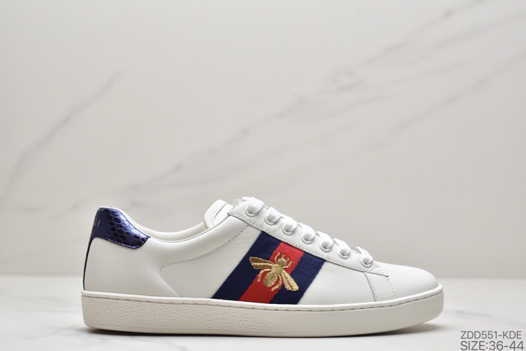 240 古驰GUCCI古驰 Ace Embroidered Low-Top拼色刺绣系列低帮潮流百搭休闲板鞋“米白绿红刺绣小蜜蜂”429446 A39G O9085