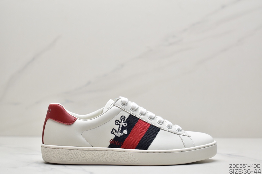 240 古驰GUCCI古驰 Ace Embroidered Low-Top拼色刺绣系列低帮潮流百搭休闲板鞋“米白绿红刺绣小蜜蜂”429446 A39G O9085
