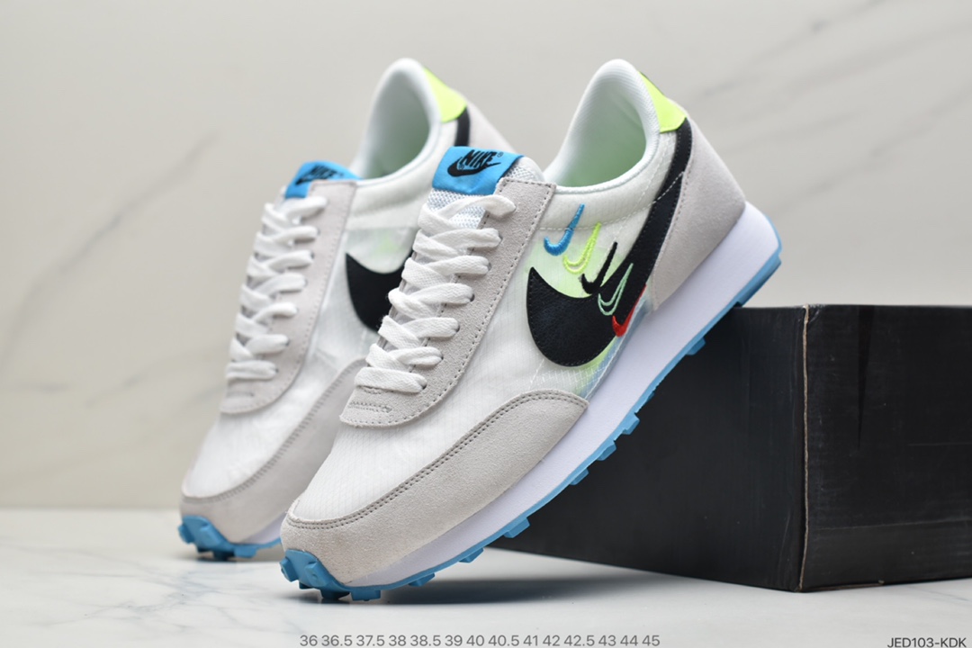 150 Nike Daybreak SP”Grey/Black/Blue/Color”OG破晓系列华夫复古休闲运动慢跑鞋“半透明浅灰黑蓝亮绿彩虹串标钩子”  CK2351-426