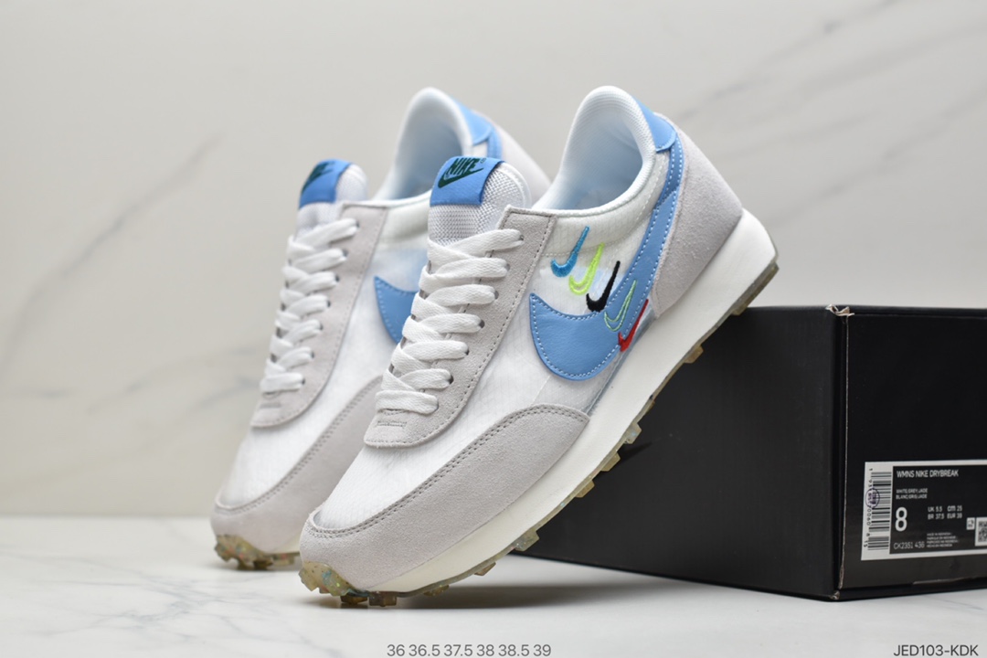 150 Nike Daybreak SP”Grey/Black/Blue/Color”OG破晓系列华夫复古休闲运动慢跑鞋“半透明浅灰黑蓝亮绿彩虹串标钩子”  CK2351-426