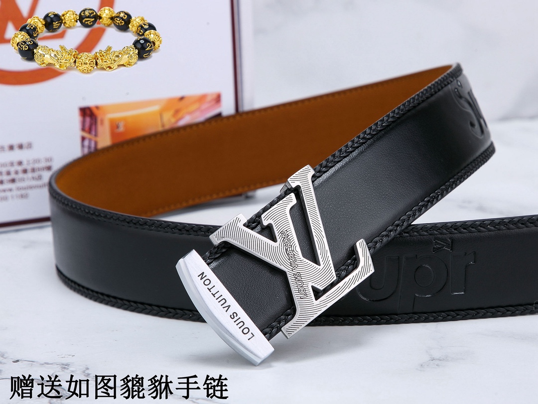 皮带 LV..路易.. 腰带24k纯钢扣双面可用专柜同等质量