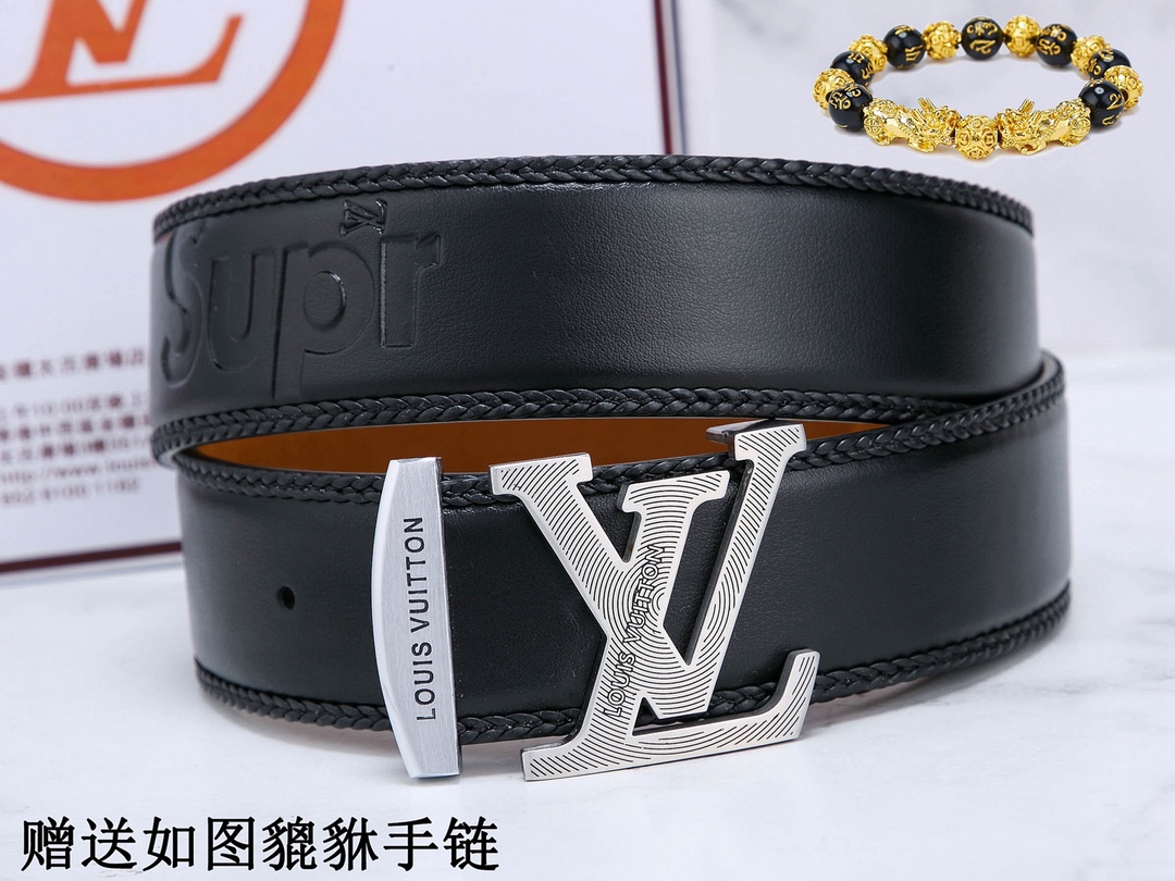 皮带 LV..路易.. 腰带24k纯钢扣双面可用专柜同等质量