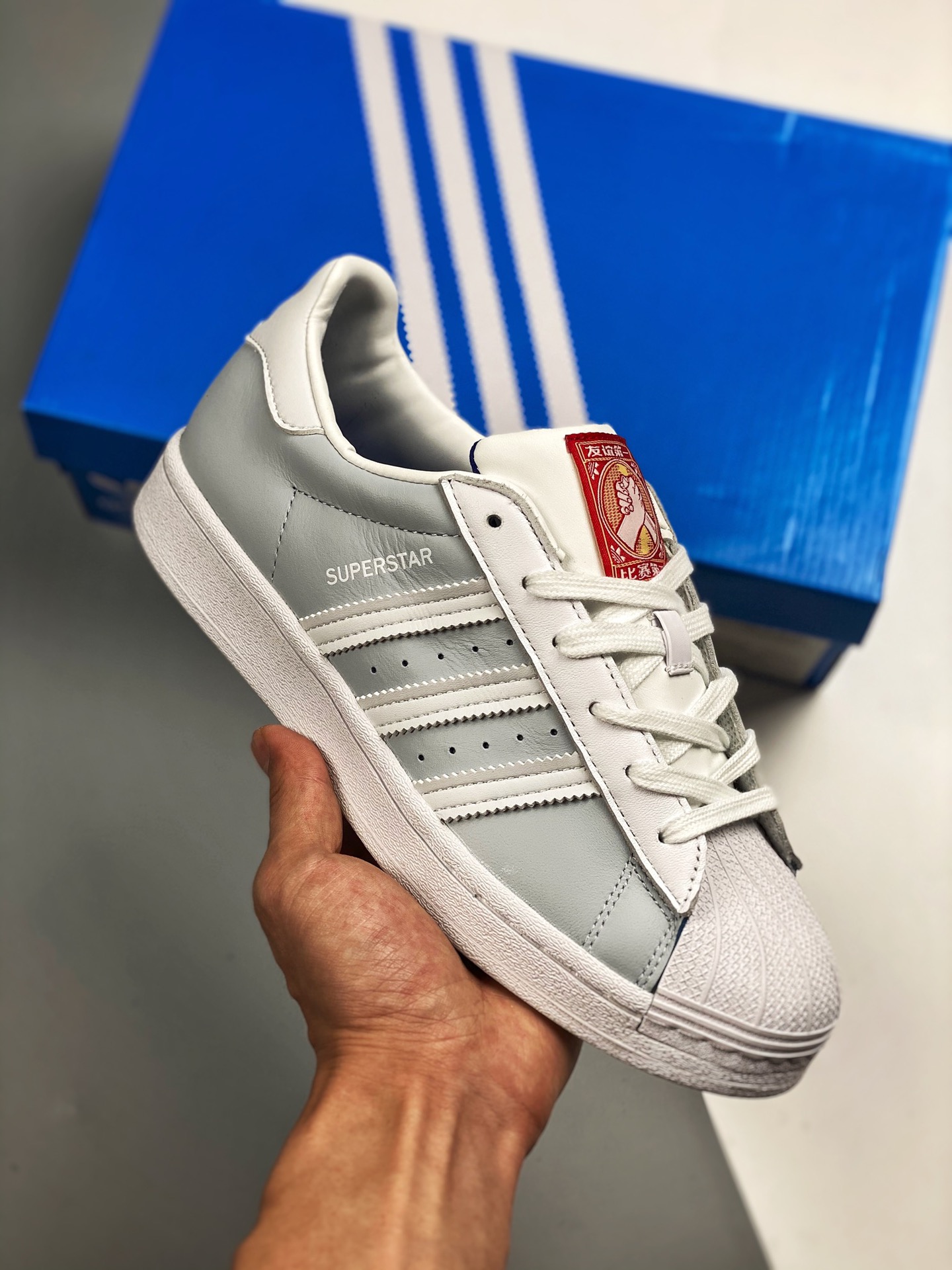 AD Superstar azul, blanco y rojo, zapatillas de skate clásicas con puntera de concha, nuevo color con plantilla Ortholi…
