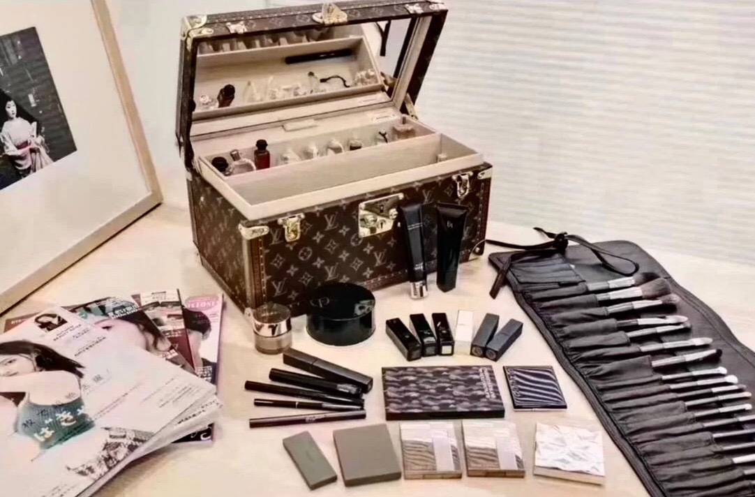 — Maletín de maquillaje con espejo, color interior personalizable～ Combinación de estilos chino y occidental, índice de…