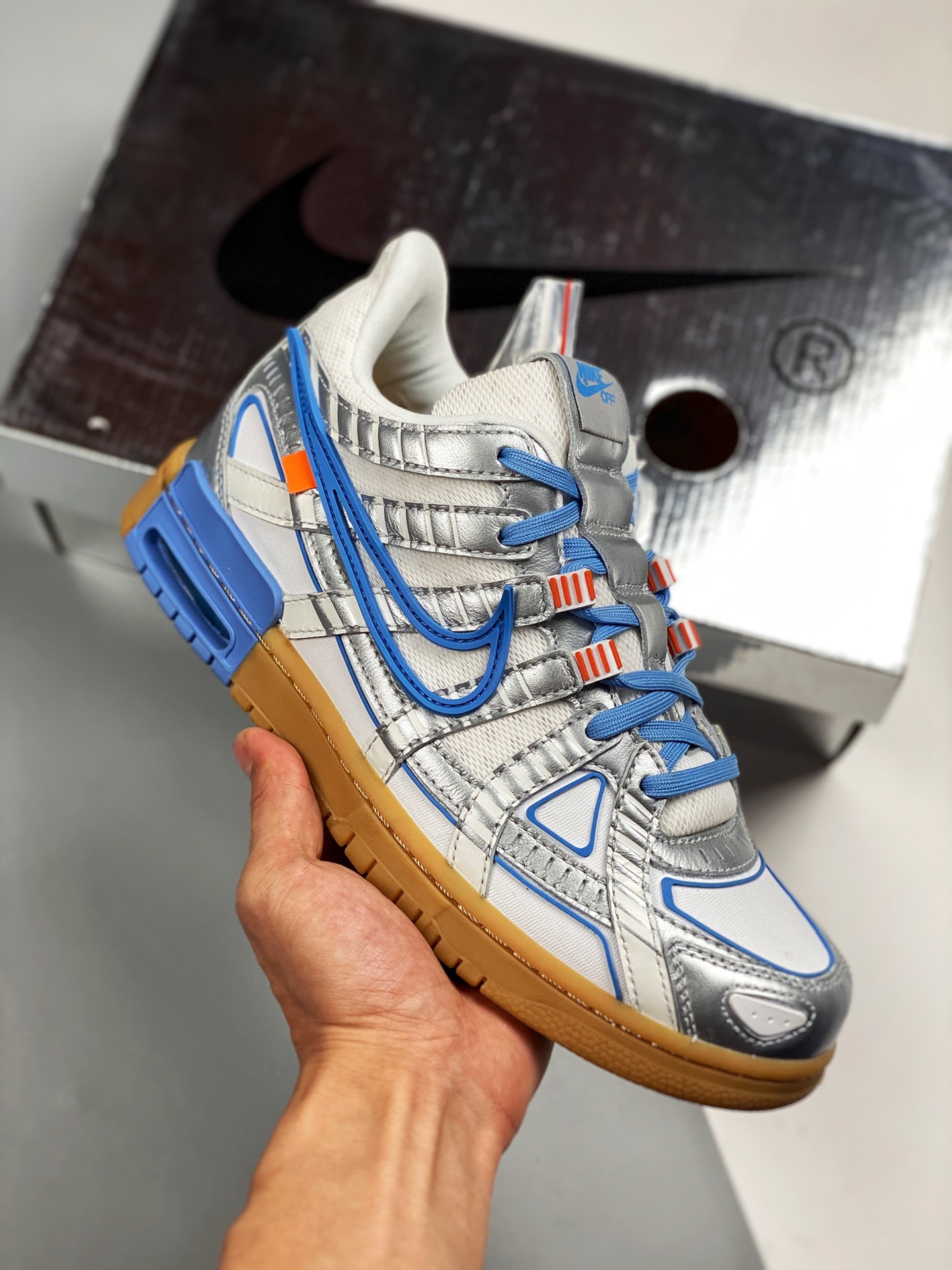 OFF-White x Nike Air Rubber Dunk Azul Carolina del Norte, la versión más alta del mercado, nivel de zapatos desnudos or…