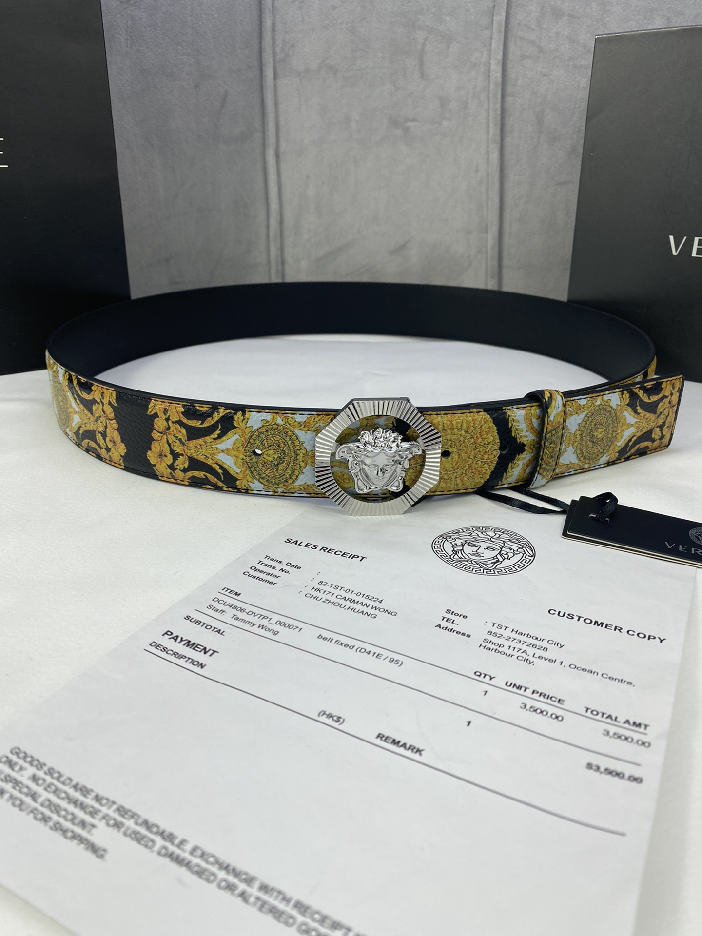 宽度4.0cm VERSACE（范思哲）此款Palazzo腰带采用牛皮革面料制作