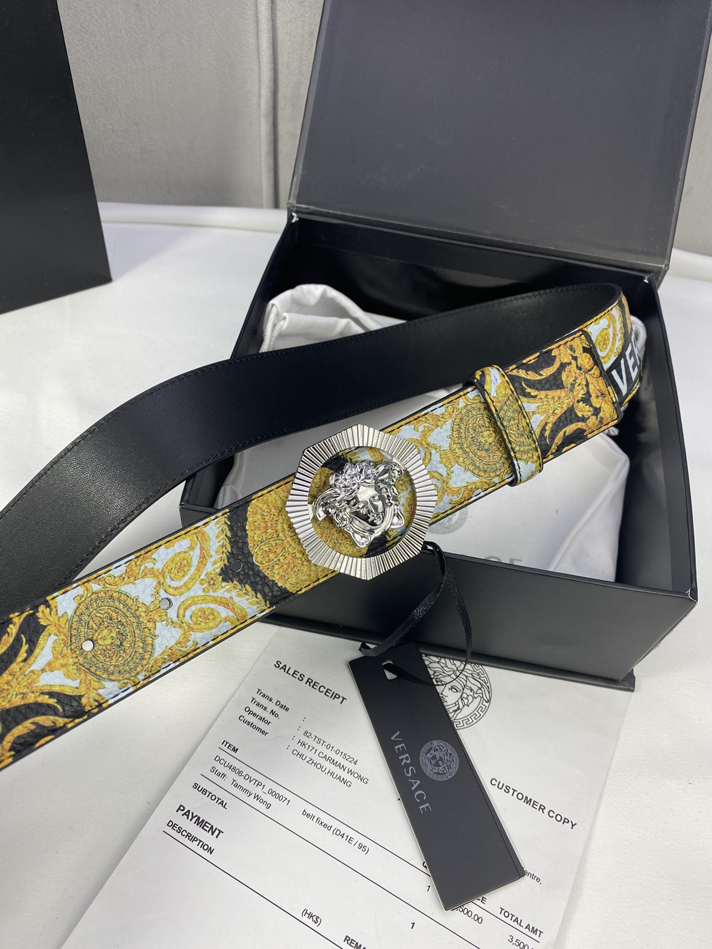 宽度4.0cm VERSACE（范思哲）此款Palazzo腰带采用牛皮革面料制作