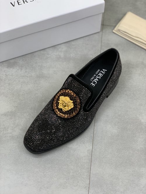 Versace Men's Leather Loafers Slip-ons with Medusa Detail 1 Versace Men's Leather Loafers Slip-ons with Medusa Detail