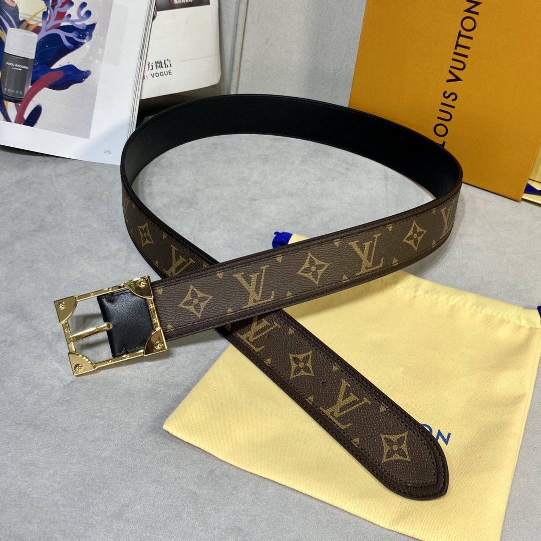 Louis Vuitton Belts Men Calfskin Canvas Cowhide