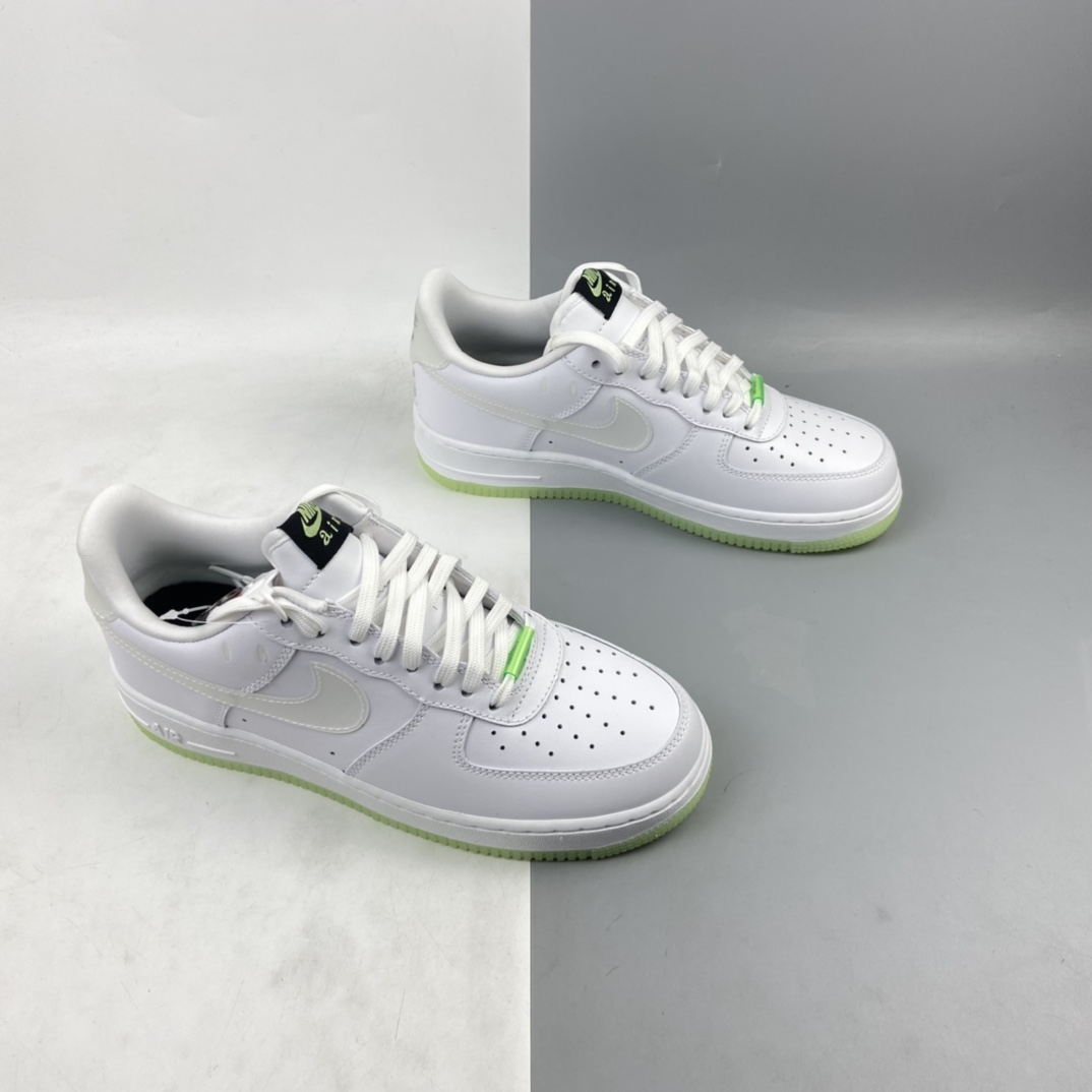 220 Nk Wmns Air Force 1’07 QS”Have A Nike Day”空军一号经典低帮百搭休闲运动板鞋“皮革白黑荧光绿笑脸夜光”CT3228-100