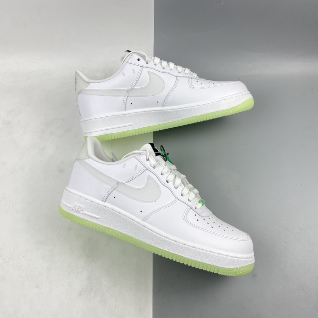 220 Nk Wmns Air Force 1’07 QS”Have A Nike Day”空军一号经典低帮百搭休闲运动板鞋“皮革白黑荧光绿笑脸夜光”CT3228-100