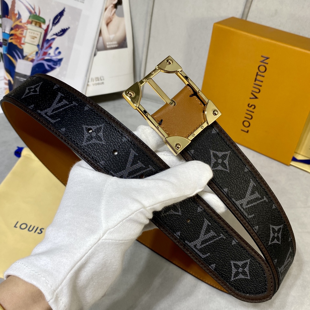 Knockoff Highest Quality
 Louis Vuitton Belts Men Calfskin Canvas Cowhide