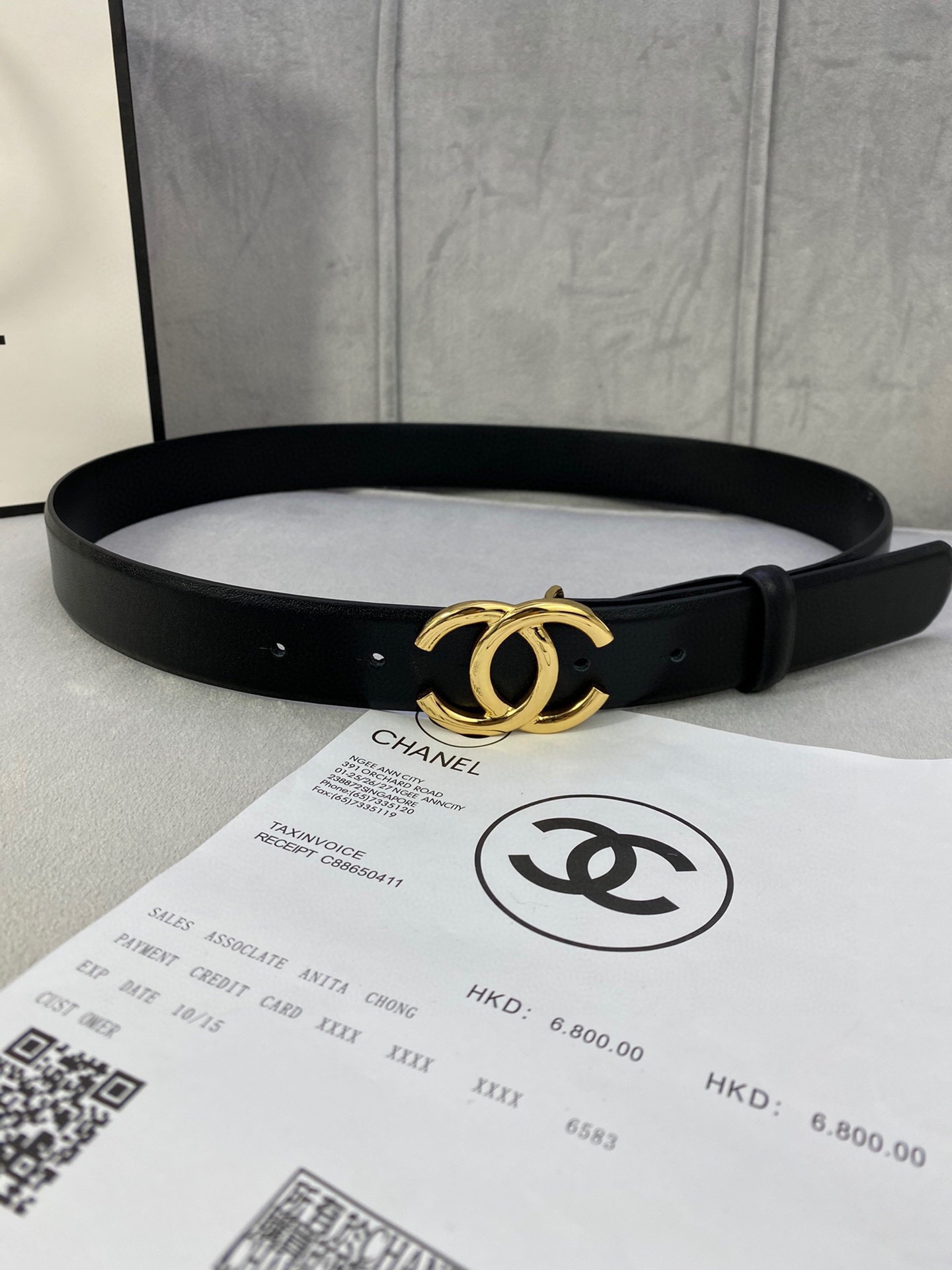 宽度3.0cmChanel香奈儿荔枝纹牛皮支持NFC芯片官方网站链接扫码验证金银枪色金属钢扣