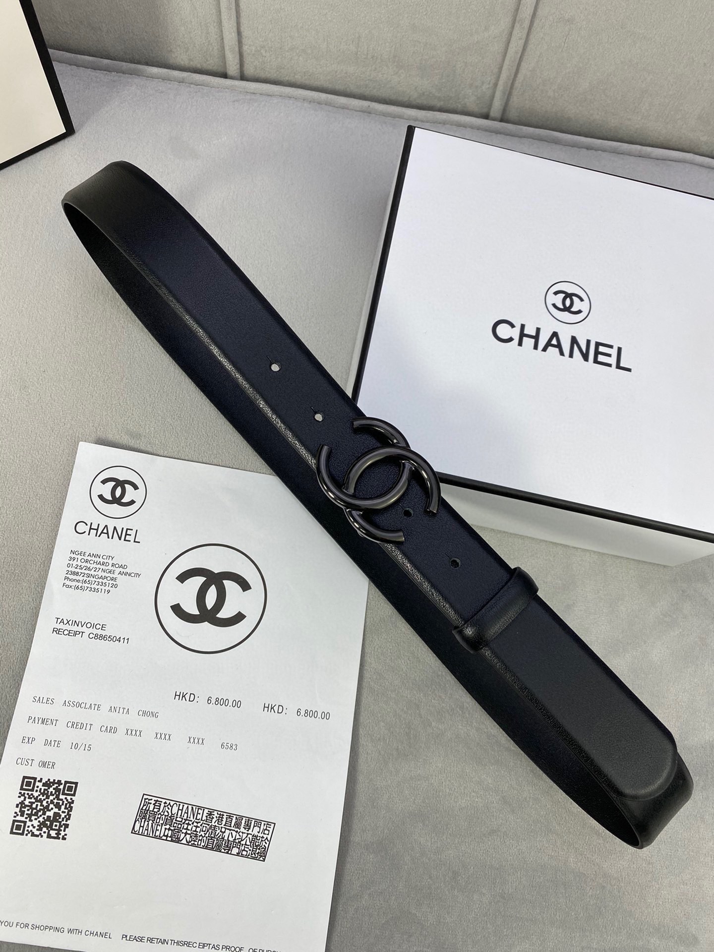 宽度3.0cmChanel香奈儿荔枝纹牛皮支持NFC芯片官方网站链接扫码验证金银枪色金属钢扣