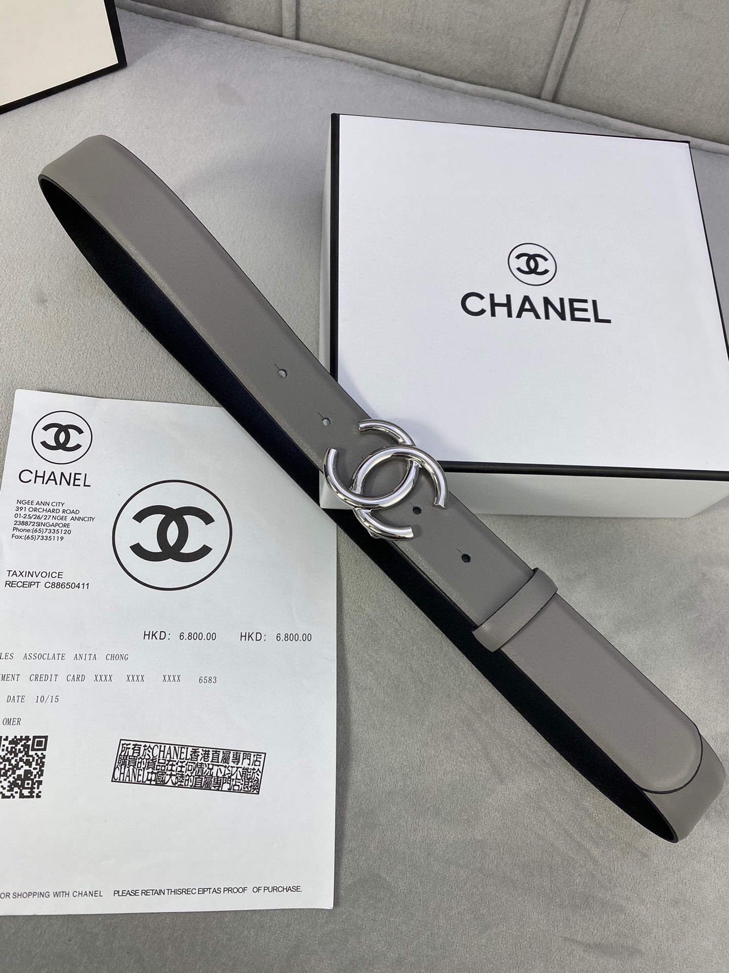 宽度3.0cmChanel香奈儿荔枝纹牛皮支持NFC芯片官方网站链接扫码验证金银枪色金属钢扣