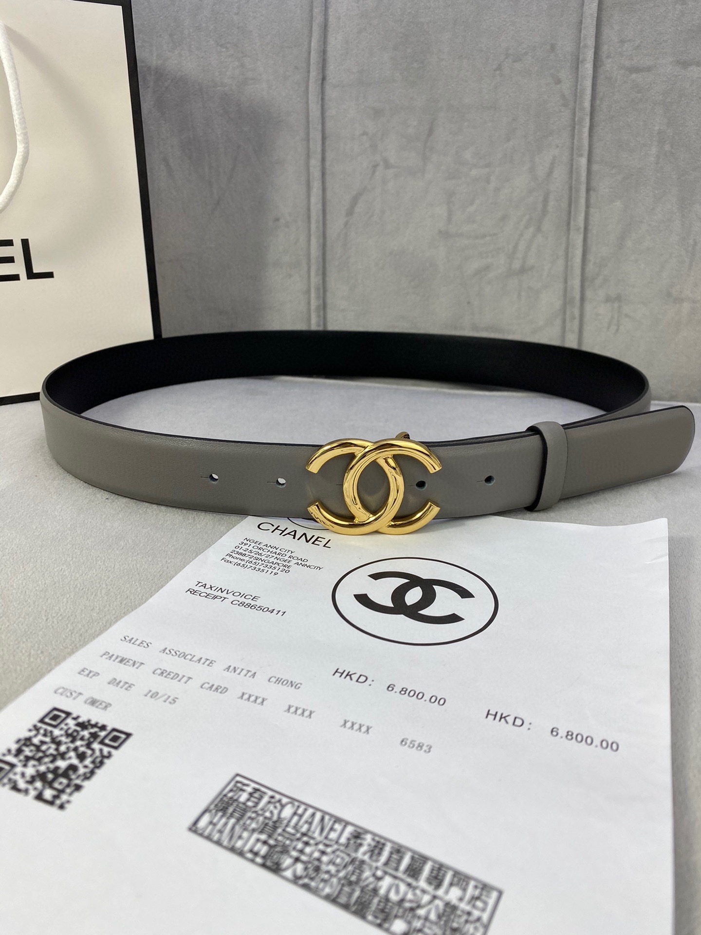 宽度3.0cmChanel香奈儿荔枝纹牛皮支持NFC芯片官方网站链接扫码验证金银枪色金属钢扣