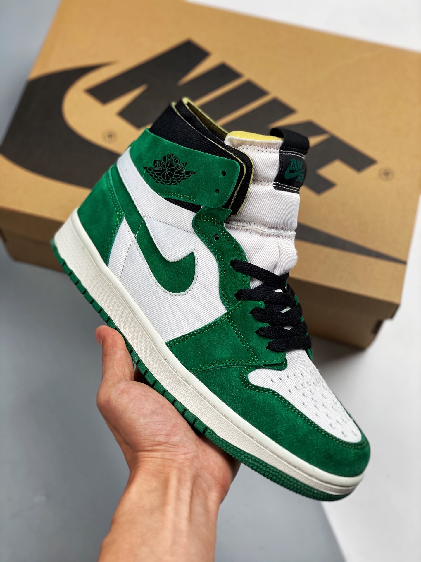 Air Jordan 1 High CMFT "Stadium Green" blanco verde League of Legends fotos reales lanzamiento exclusivo, mismo origen …