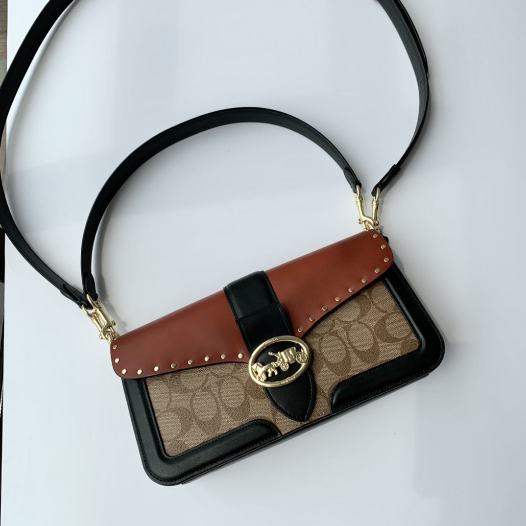 Coach ～纯 coach蔻驰 5605最新款铆钉拼色tabby斜挎包