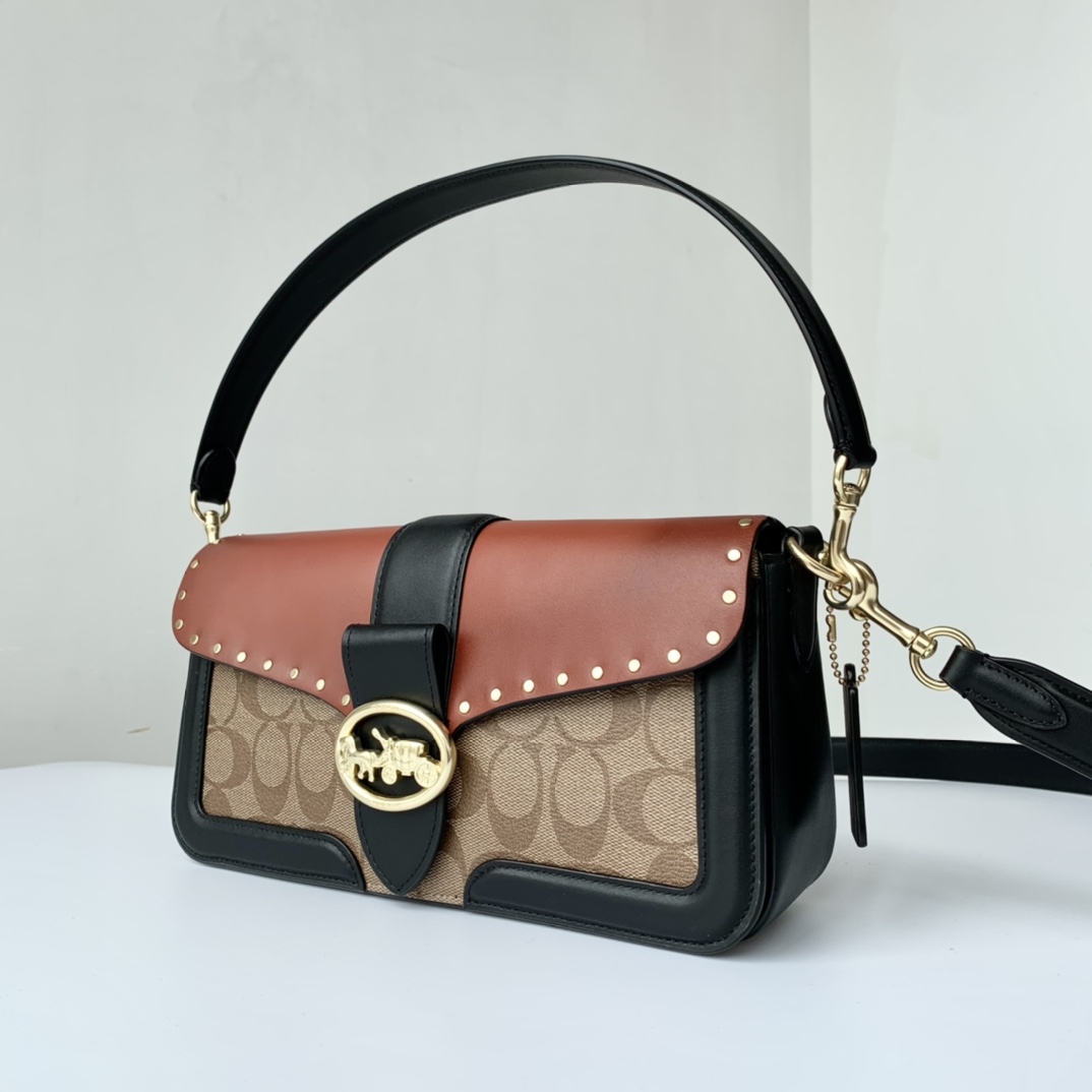 Coach ～纯 coach蔻驰 5605最新款铆钉拼色tabby斜挎包