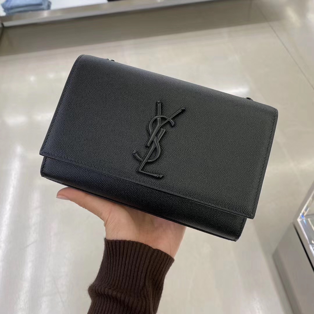 Saint laurent Ysl 𝙆𝙖𝙩𝙚 20𝙘𝙢 链条包 469390黑色球纹黑扣