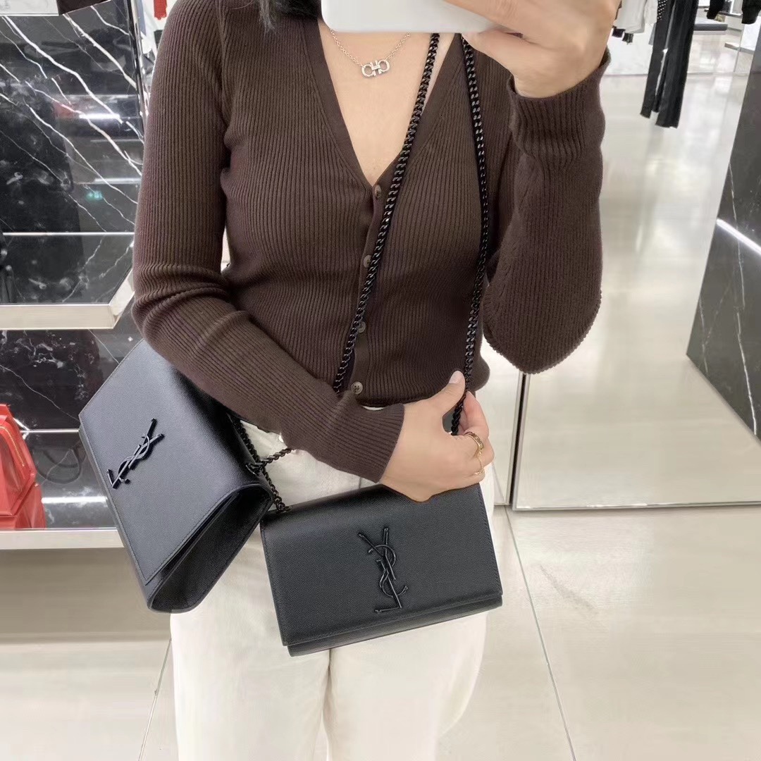 Saint laurent Ysl 𝙆𝙖𝙩𝙚 20𝙘𝙢 链条包 469390黑色球纹黑扣