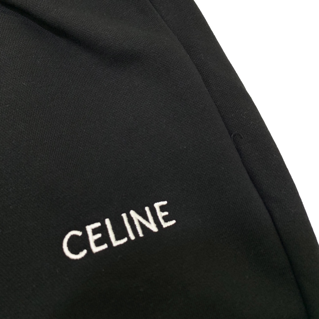 Celine 21ss Classic Embroidery Leisure Sports Pants: Simple Design, Pure Cotton, All Seasons - 图片 6