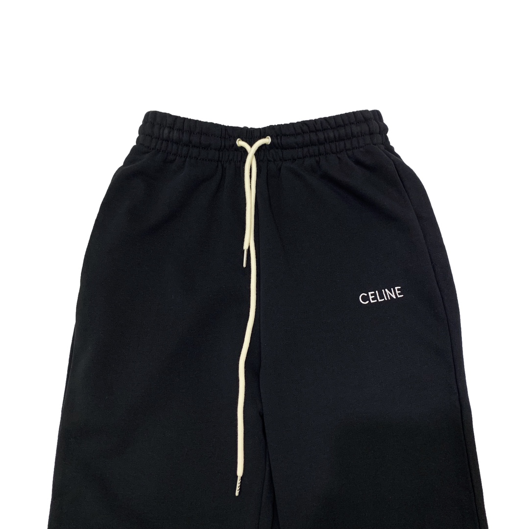 Celine 21ss Classic Embroidery Leisure Sports Pants: Simple Design, Pure Cotton, All Seasons - 图片 3