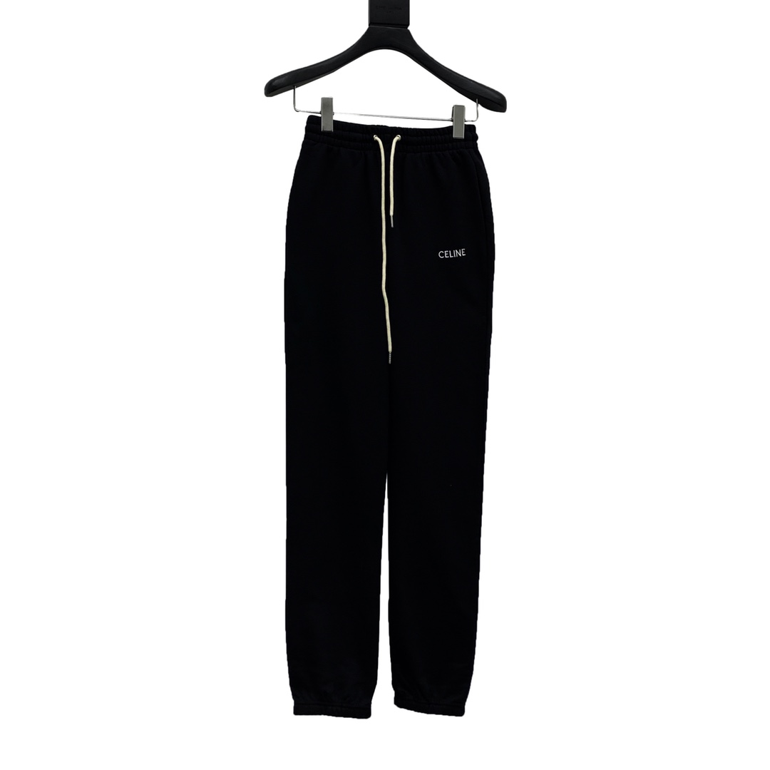 Celine 21ss Classic Embroidery Leisure Sports Pants: Simple Design, Pure Cotton, All Seasons - 图片 1