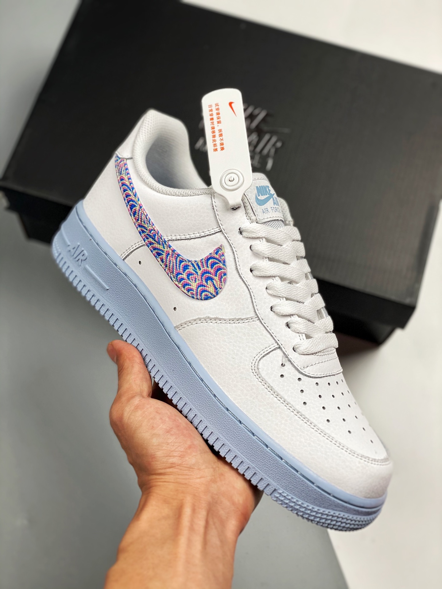 Air Force 1 Low azul hidrógeno, horma original, cartón original, estilo puro de la Fuerza Aérea, enfocado en el canal d…