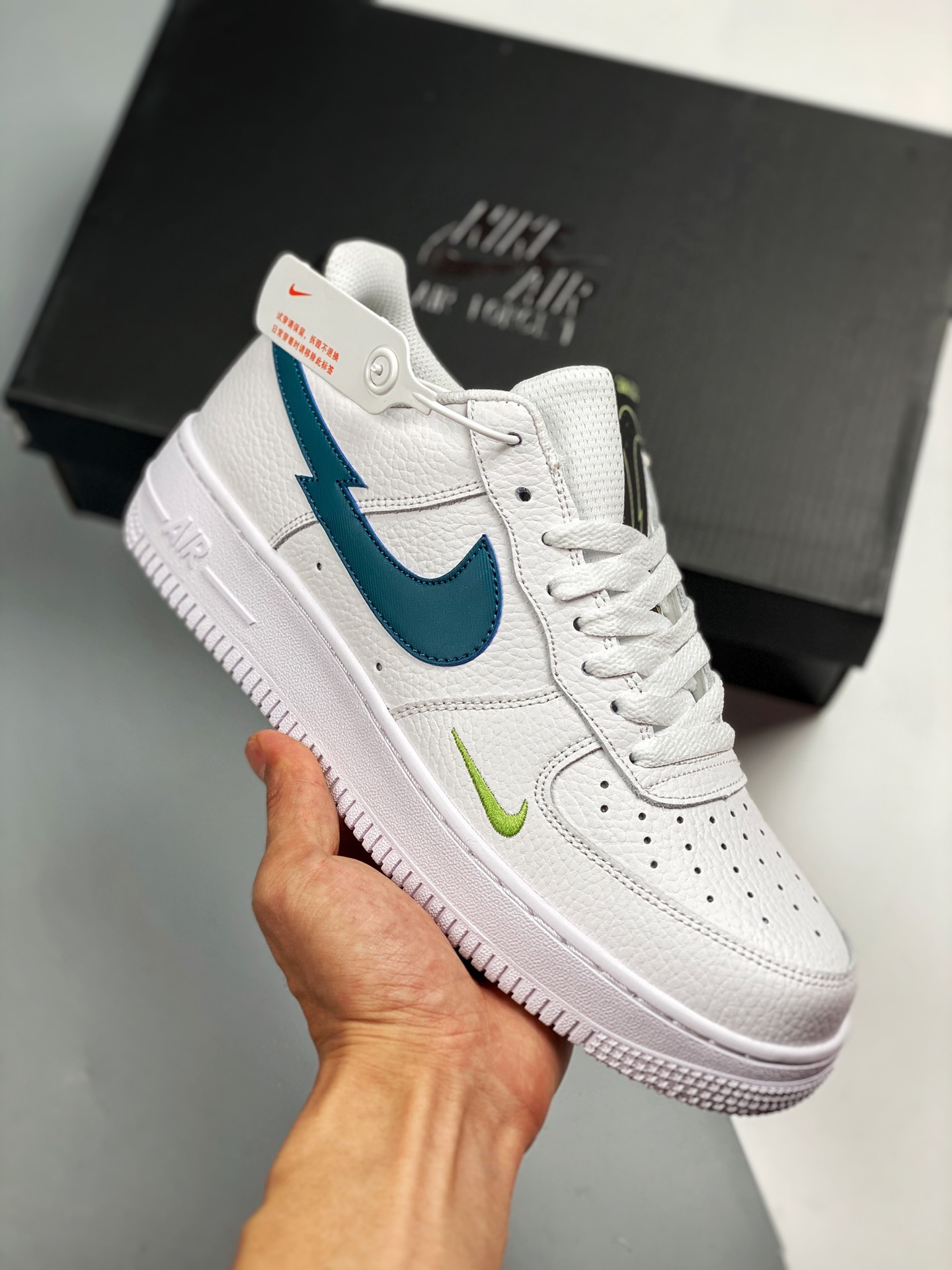 Air Force 1 Low blanco verde, gancho roto relámpago, horma original, cartón original, estilo puro de la Fuerza Aérea, e…