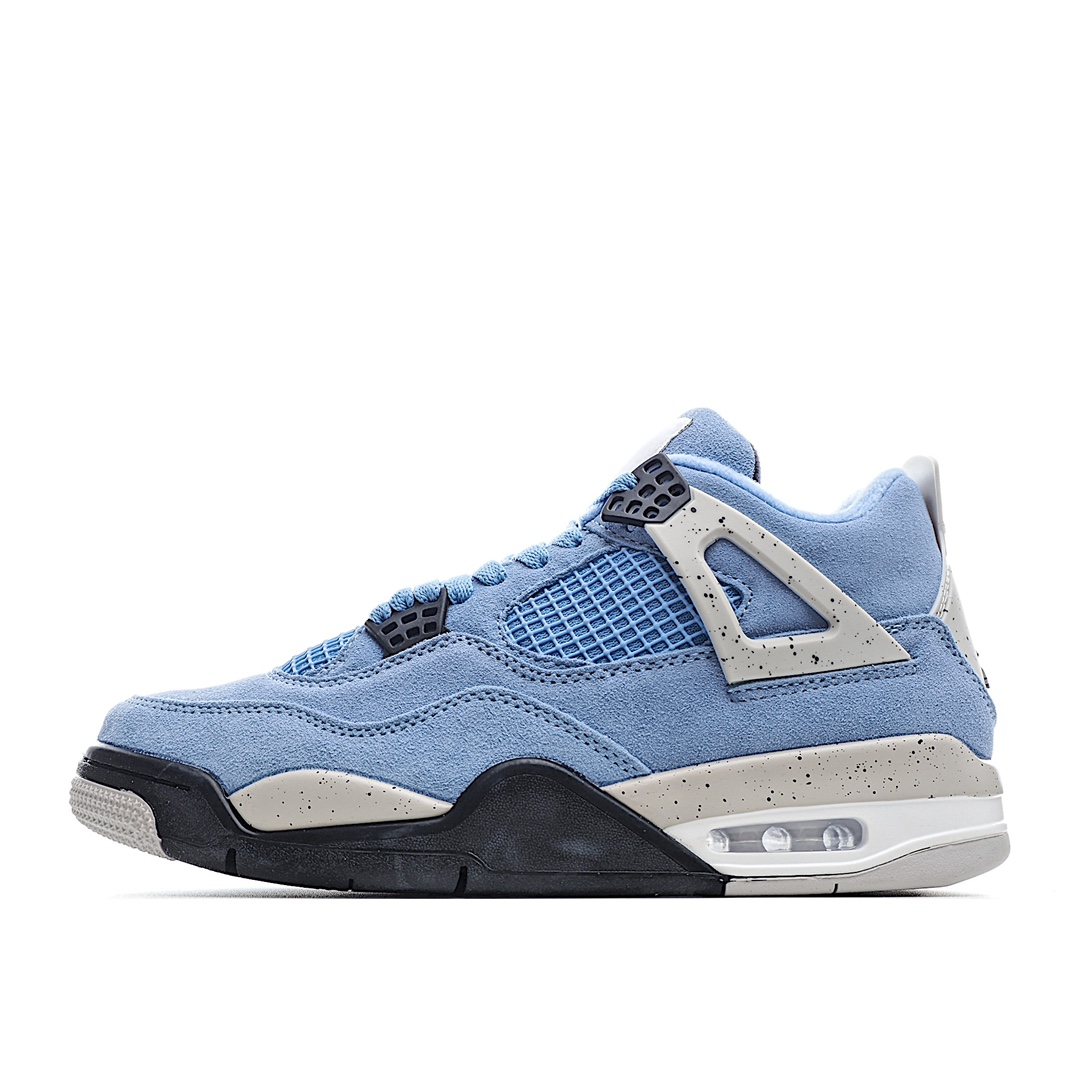 原装级别 Air Jordan 4 University Blue 大学蓝 经典配原色楦原纸板 确保原汁原味 完美呈现四代版型 内侧正确双色网格 原厂贝利皮料 正确格网工艺 原装大底 全方位一致匹配官方细节