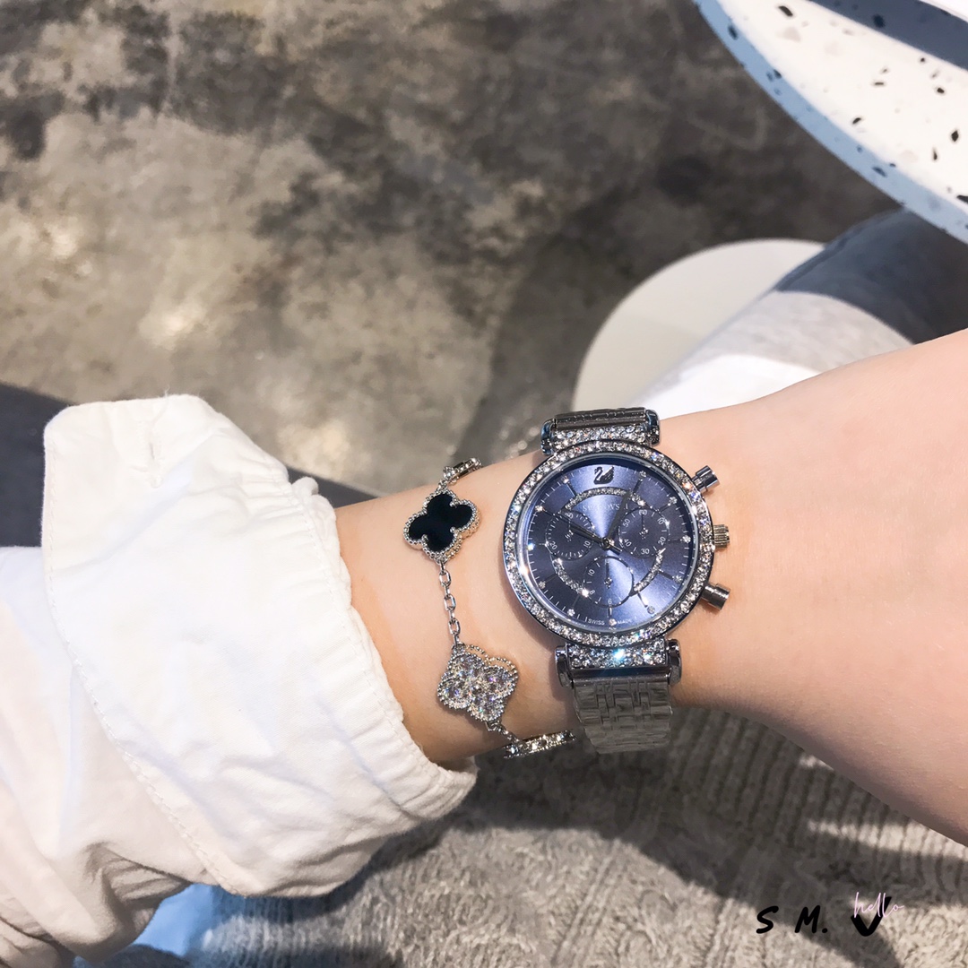 Luxurious SWAROVSKI Women’s Watch with Crystal Drills and Steel Belt - 图片 5