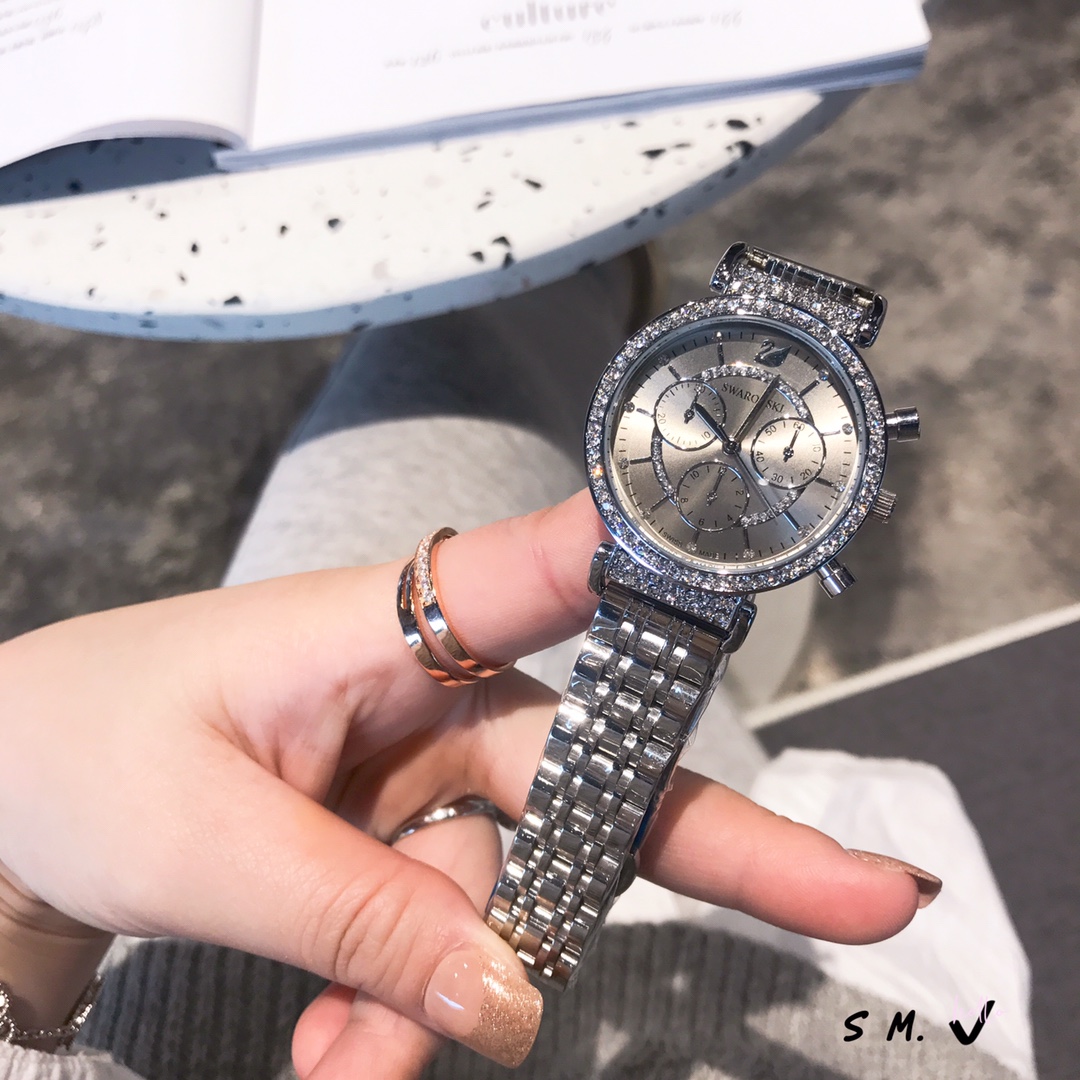 Luxurious SWAROVSKI Women’s Watch with Crystal Drills and Steel Belt - 图片 2