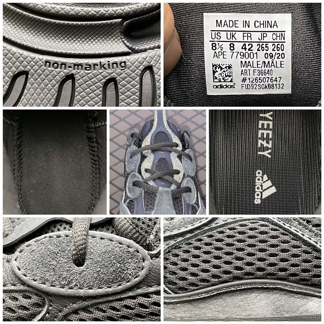 450 纯原版本 AD 阿迪达斯 Yeezy 500 Desert Rat 侃爷椰子500 ”Utility Black ” 全黑 碳灰 F36640