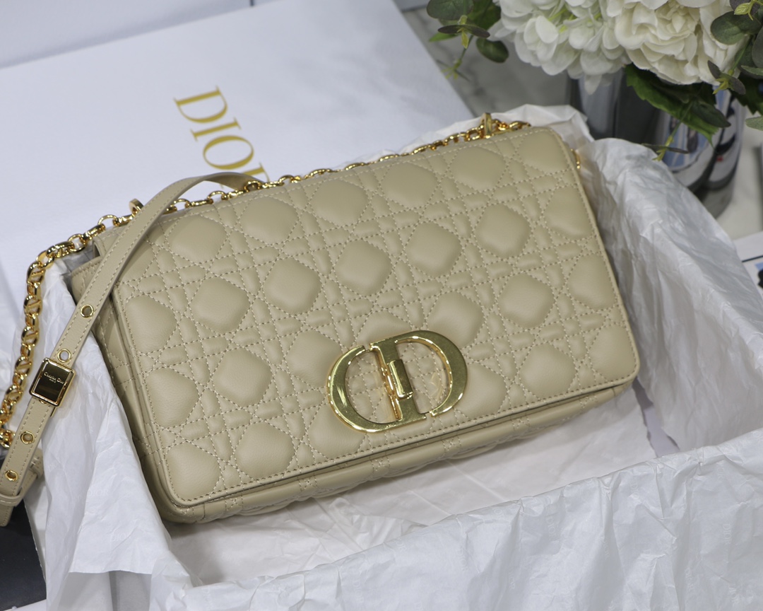 Dior Caro Beige Calfskin Cannage Bag