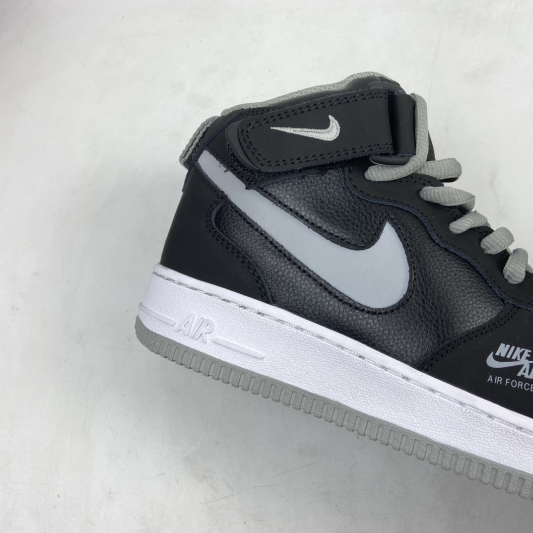 240 Nike Air Force 1 Mid 3M 黑灰拼接 空军一号中帮百搭休闲运动板鞋 BQ6819-008
