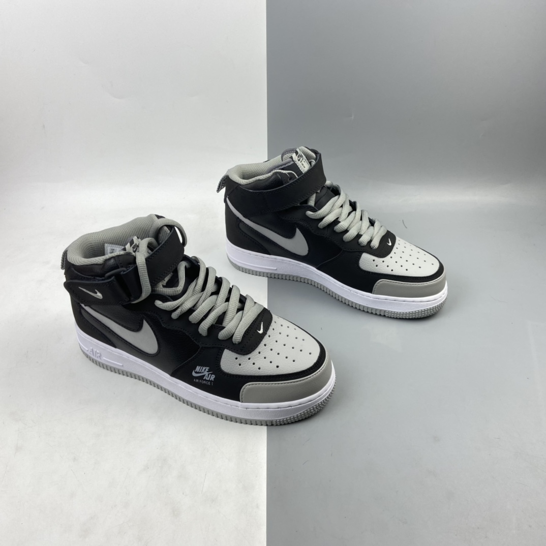 240 Nike Air Force 1 Mid 3M 黑灰拼接 空军一号中帮百搭休闲运动板鞋 BQ6819-008