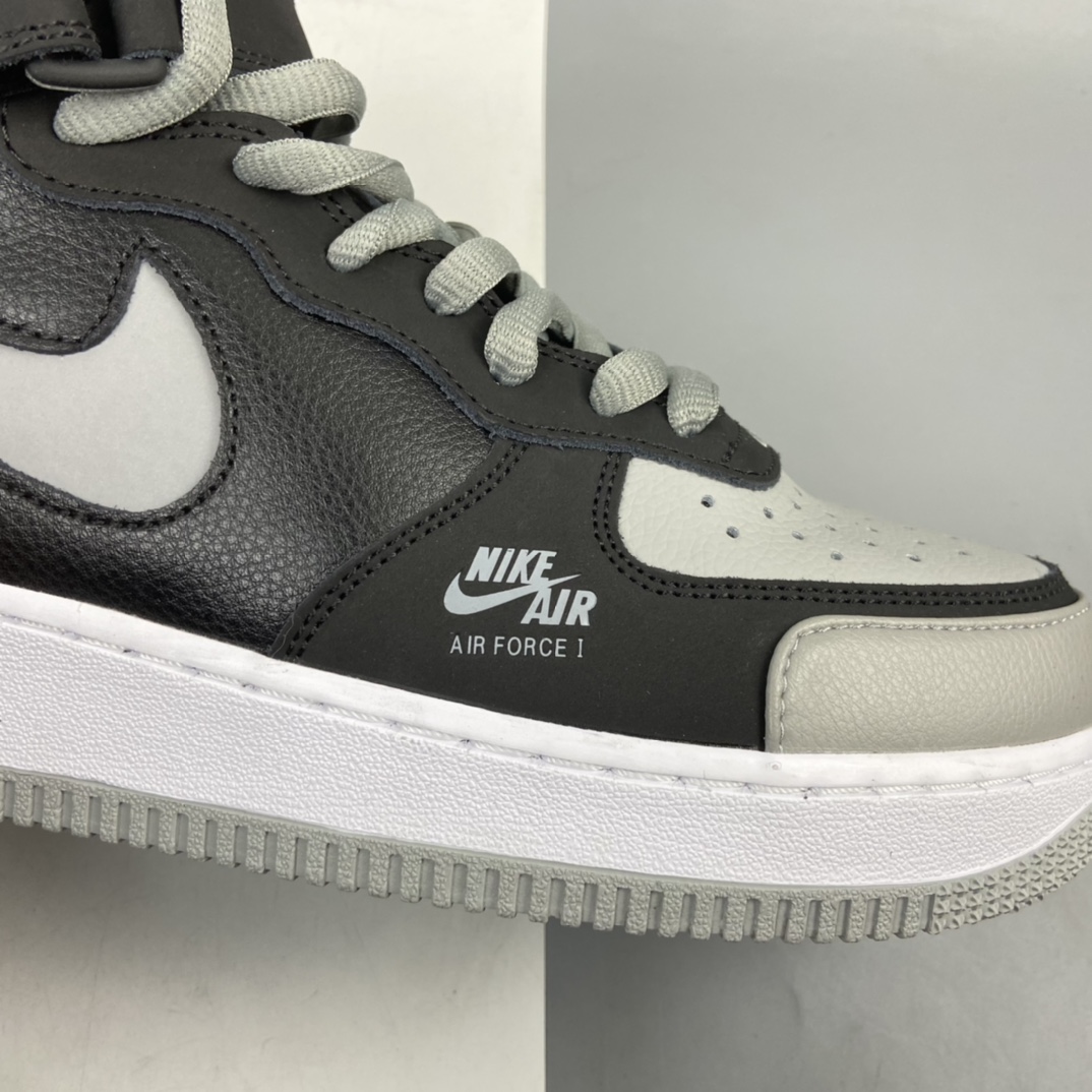 240 Nike Air Force 1 Mid 3M 黑灰拼接 空军一号中帮百搭休闲运动板鞋 BQ6819-008