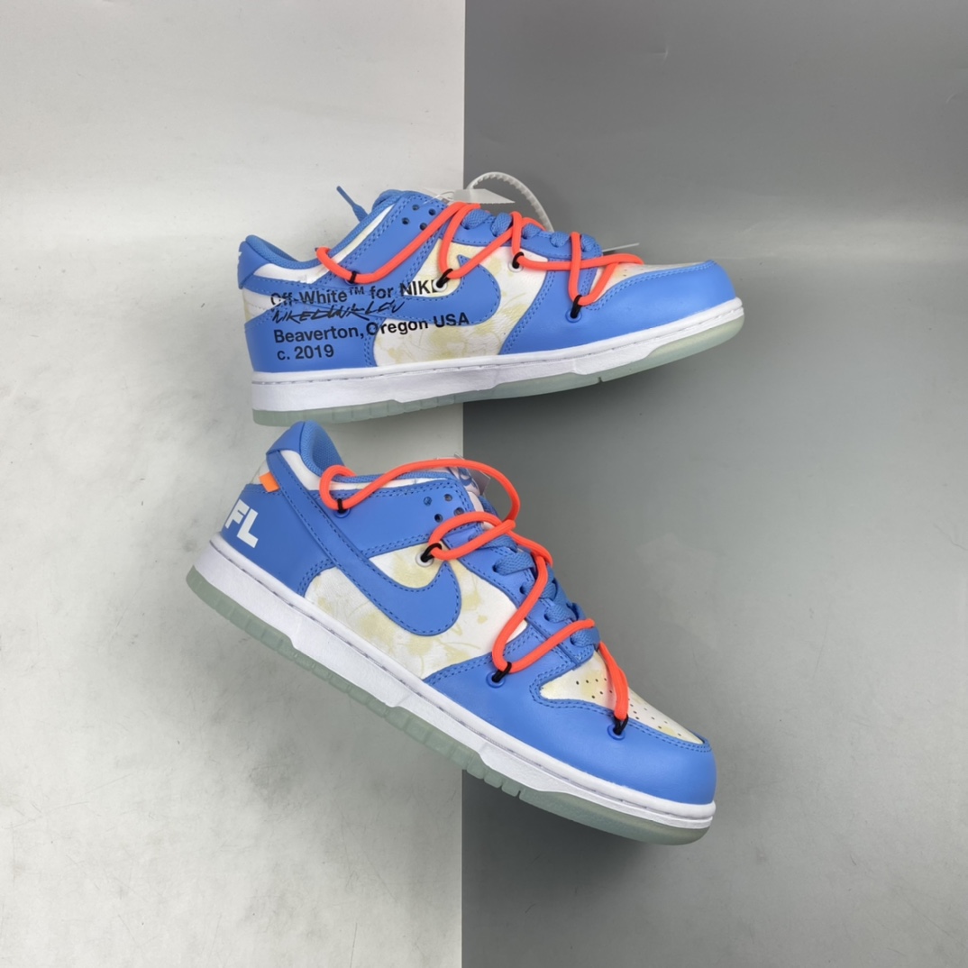 P360 Off-White x Futura x Dunk OW ”Coast” 联名款北卡蓝配色复古滑板鞋 DD0856-403